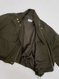 Cotton high neck over fit bomber jacket