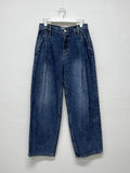 [unisex] Two tuck balloon wide denim pants