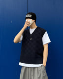 Checker Pattern Knit Vest