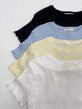 Wave Punching Ribbed Short Sleeve T-Shirt