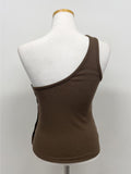 Button One-Shoulder Ribbed Vest