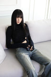 String hole turtleneck top