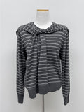 [Shawl SET] Striped Round Knit Cardigan