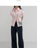 Poplin Two-Way Loose Fit Short Sleeve Shirt