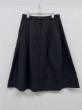 Two-pin tuck cotton flare skirt