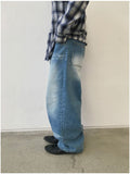 Typing Lettering Snap Denim Pants