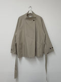 High-neck belted half trench coat