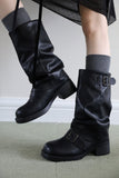 Wrinkle strap middle boots