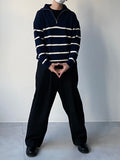 Stripe Half Zip-Up Knit