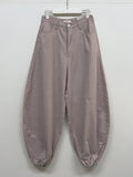 Linen Cinch Back Balloon Fit Wide Pants