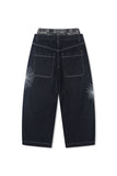 Deep indigo camo sagging denim pants