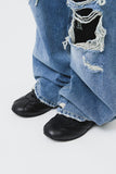 Knee Damage Wide Denim