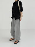 Pleats Nylon Jogger Wide Pants