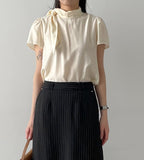 [Short Sleeve Version] Charming Tie Puff Blouse