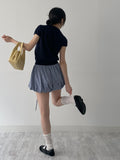 [Pants Lining!] Check Pumpkin Banding Mini Skirt
