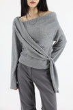 Clio wrap diagonal knit top