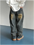 Kale Salt Washing Brushed Balloon Denim Pants