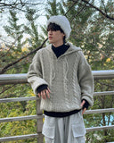 Noel Knit Hoodie Half Zip Up