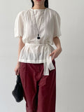 [Tie SET] Suela Balloon Fit Short Sleeve Blouse