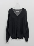 [unisex] Boucle V-neck overfit cardigan