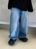 Oil wave denim pants