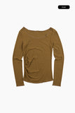Poema shirring long sleeve tee