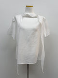 Pleated Tie Short Sleeve Blouse