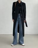 [Wool 90%] Big collar robe handmade long coat