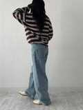 [unisex/wool 50%] Mentor Stripe Overfit Knit