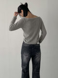 Shirring Fur Off-Shoulder T-Shirt