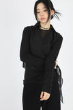 Slim long collar T-shirt