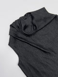 Glossy Drape Sleeveless Blouse