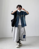 Baseball Denim Half Shirt