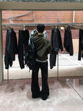 Bones black embo flare denim pants