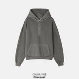 Brushed Henley Neck Pigment Hoodie