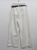 [Belt SET] One-tuck wide cotton pants
