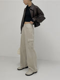 Cargo Cotton Wide Denim Pants
