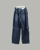 Grayish pin tuck denim pants