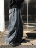 Crow crack curved denim pants