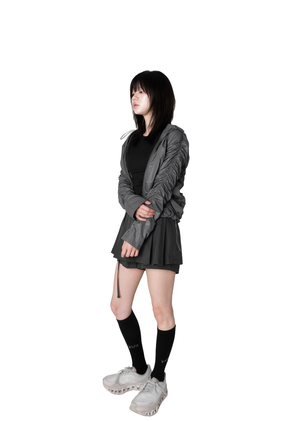 【WOOHWA】SHIRRING HIGHNECK WINDBREAKER WOOHWA (ウーファ) - シャーリングハイネックウインドブレーカー