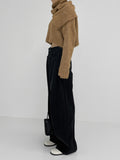 Hidden corduroy long wide pants