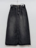 611 A-line Long Denim Skirt