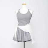 Feminine 3 PCS T-shirt + Sleeveless top + Banding Skirt Shorts Set