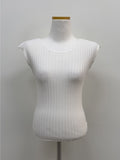 Ribbed Cap Sleeve Knit T-Shirt