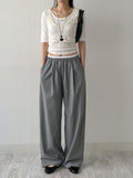 Pintuck U-Neck Elbow Length T-Shirt