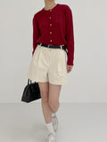 Bed pintuck cotton short pants