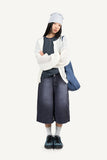 Sand-washed Bermuda denim pants