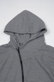 City stripe unbalance hood zip-up