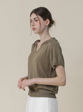 [Premium] Whole Garment Cariha V-neck Short Sleeve Knitwear