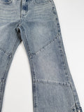 Sage cross lace denim pants